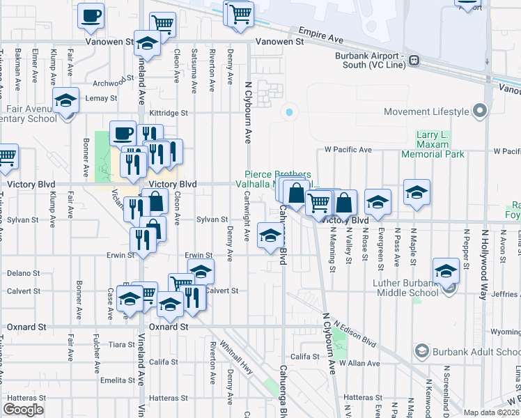 map of restaurants, bars, coffee shops, grocery stores, and more near 6319 Willowcrest Avenue in Los Angeles