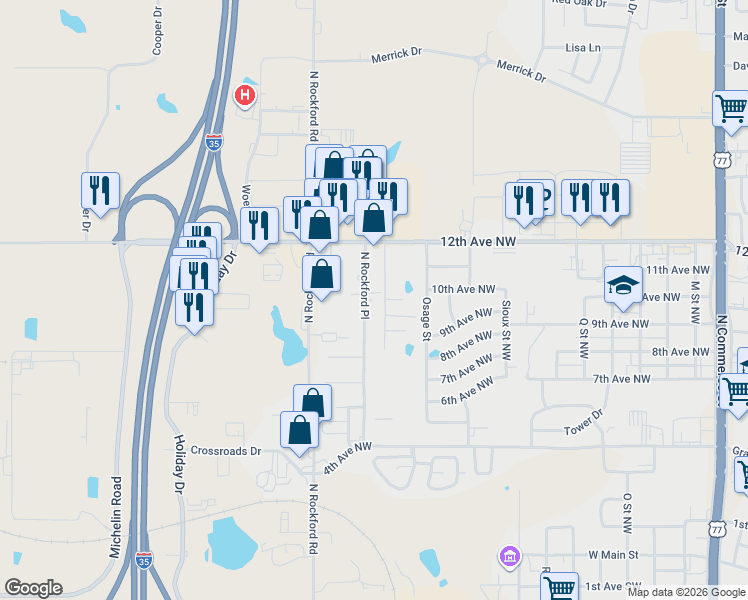 map of restaurants, bars, coffee shops, grocery stores, and more near 900 North Rockford Place in Ardmore