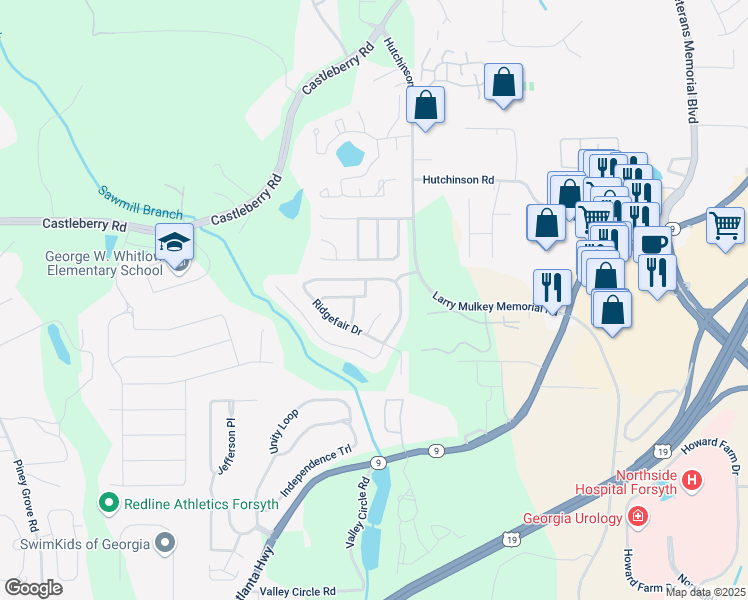map of restaurants, bars, coffee shops, grocery stores, and more near 4412 Shillham Court in Cumming