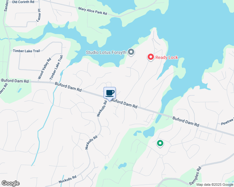 map of restaurants, bars, coffee shops, grocery stores, and more near 1705 Habersham Marina Road in Cumming