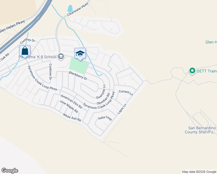 map of restaurants, bars, coffee shops, grocery stores, and more near 3999 Quartzite Lane in San Bernardino