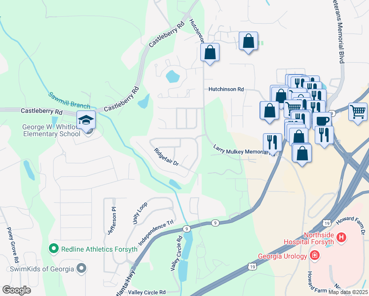 map of restaurants, bars, coffee shops, grocery stores, and more near 4412 Shillham Court in Cumming