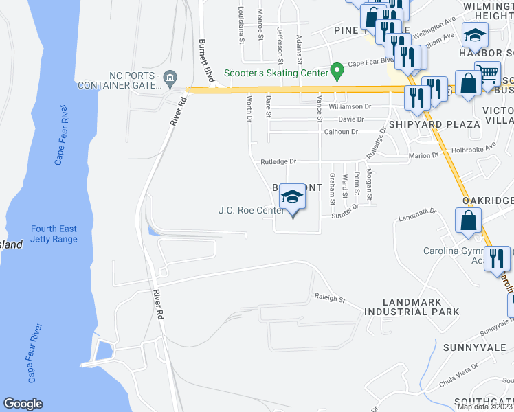 map of restaurants, bars, coffee shops, grocery stores, and more near 87 Net Lane in Wilmington