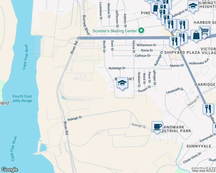 map of restaurants, bars, coffee shops, grocery stores, and more near 89 Net Lane in Wilmington