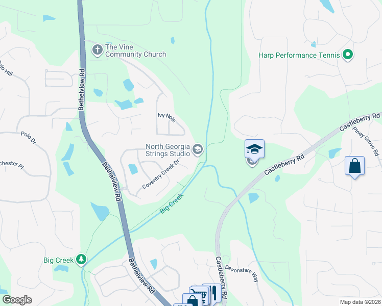 map of restaurants, bars, coffee shops, grocery stores, and more near 5540 Oak Hill Terrace in Cumming