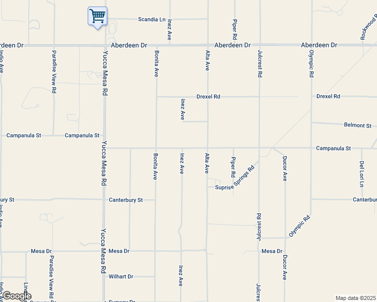 map of restaurants, bars, coffee shops, grocery stores, and more near 3739 Inez Avenue in Yucca Valley