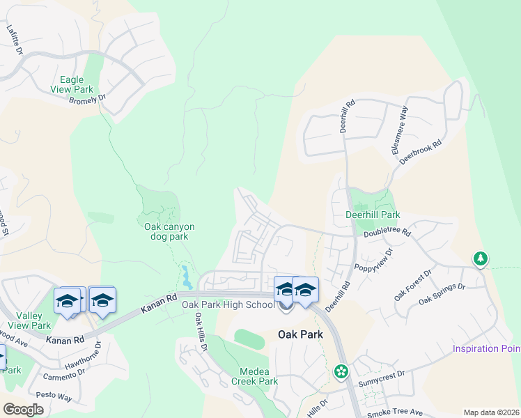 map of restaurants, bars, coffee shops, grocery stores, and more near 5805 Oak Bend Lane in Oak Park