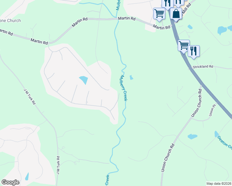 map of restaurants, bars, coffee shops, grocery stores, and more near 5047 Pointer Ridge in Flowery Branch