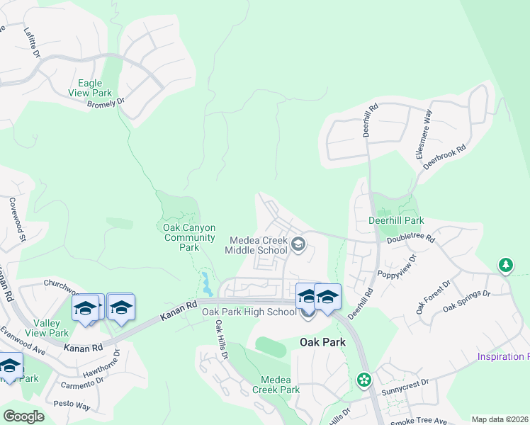 map of restaurants, bars, coffee shops, grocery stores, and more near 5744 Oak Bend Lane in Oak Park