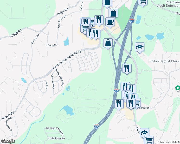 map of restaurants, bars, coffee shops, grocery stores, and more near 922 Gardenia Curve in Canton