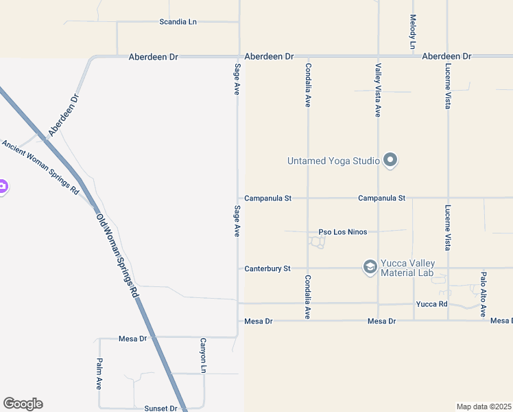 map of restaurants, bars, coffee shops, grocery stores, and more near 3833 Sage Avenue in Yucca Valley