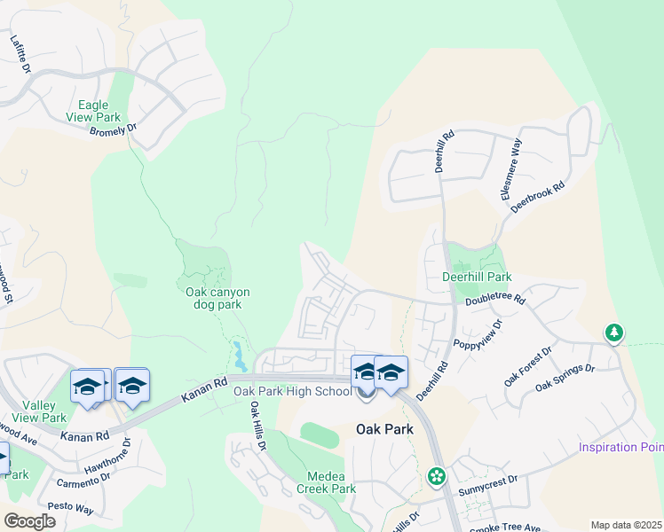 map of restaurants, bars, coffee shops, grocery stores, and more near 5805 Oak Bend Lane in Oak Park