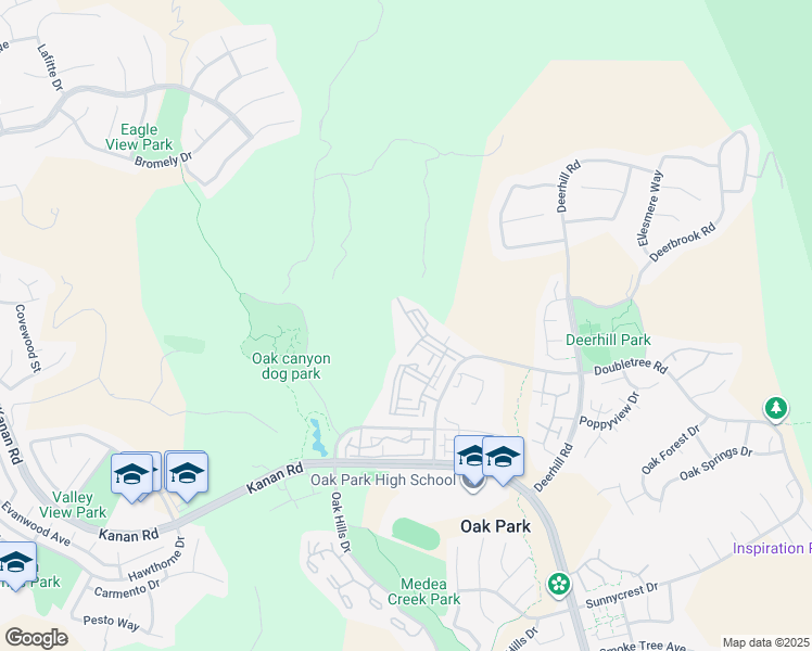 map of restaurants, bars, coffee shops, grocery stores, and more near 5728 Oak Bend Lane in Oak Park