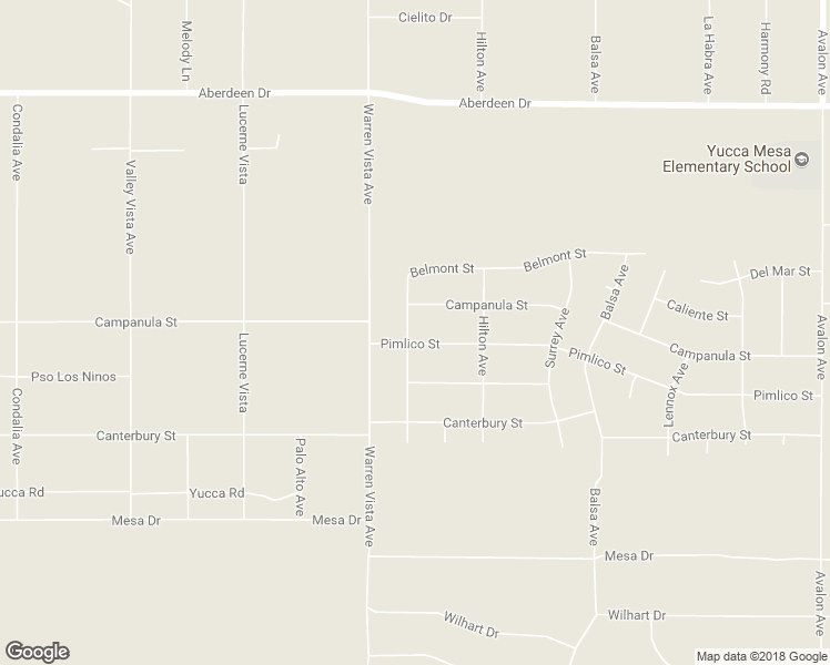 map of restaurants, bars, coffee shops, grocery stores, and more near 3703 Ruidosa Avenue in Yucca Valley