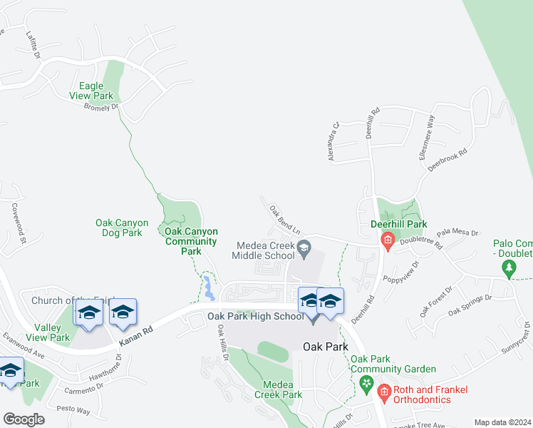 map of restaurants, bars, coffee shops, grocery stores, and more near 5728 Oak Bend Lane in Oak Park