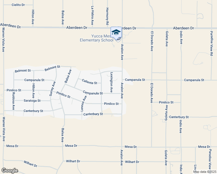 map of restaurants, bars, coffee shops, grocery stores, and more near 3696 Lexington Avenue in Yucca Valley