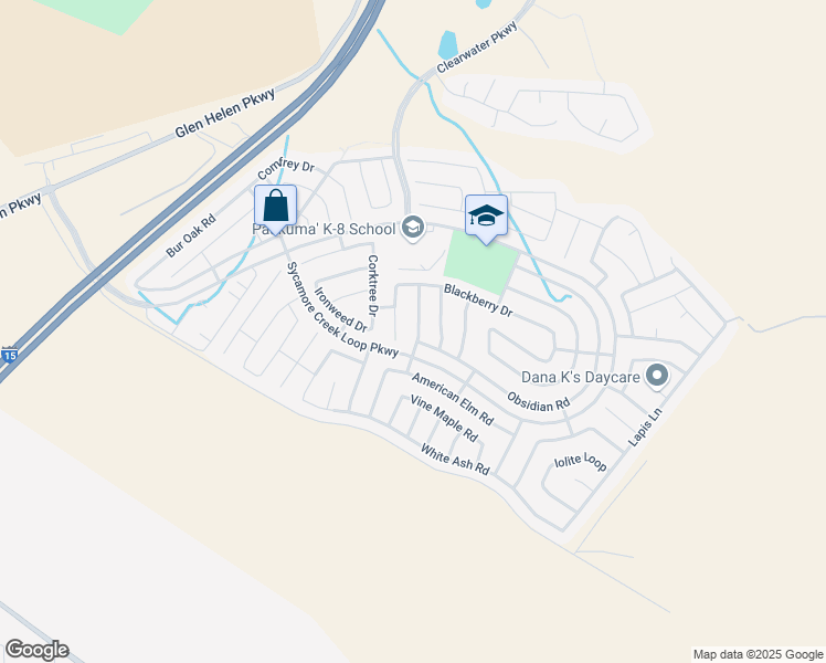 map of restaurants, bars, coffee shops, grocery stores, and more near 18244 Evening Primrose Lane in San Bernardino