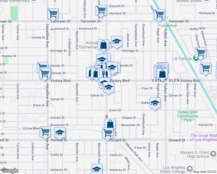 map of restaurants, bars, coffee shops, grocery stores, and more near in Los Angeles