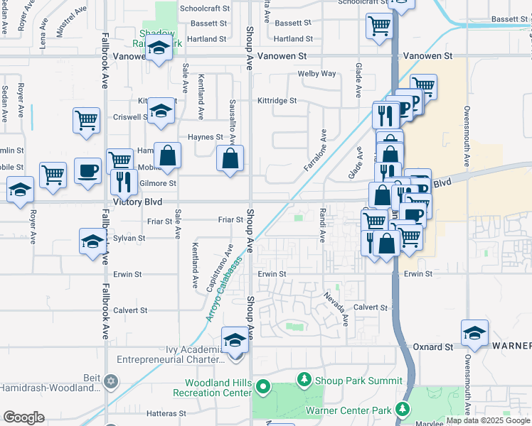 map of restaurants, bars, coffee shops, grocery stores, and more near in Los Angeles