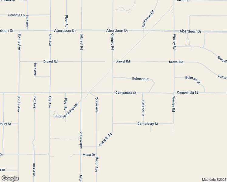 map of restaurants, bars, coffee shops, grocery stores, and more near Campanula Street in Joshua Tree