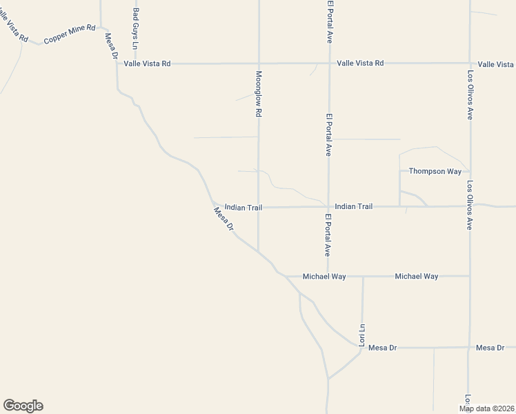 map of restaurants, bars, coffee shops, grocery stores, and more near 37999 Indian Trail in Twentynine Palms