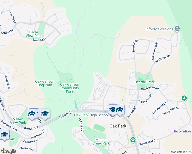 map of restaurants, bars, coffee shops, grocery stores, and more near 5728 Oak Bend Lane in Oak Park