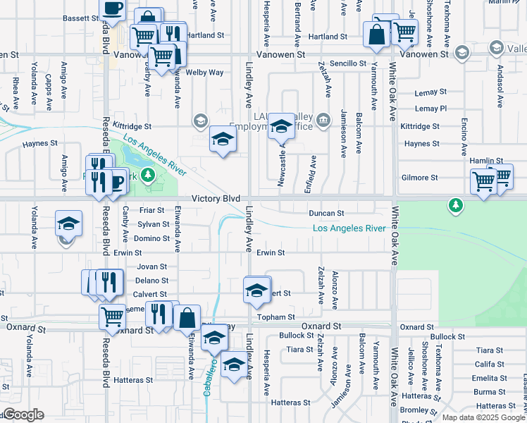 map of restaurants, bars, coffee shops, grocery stores, and more near in Los Angeles