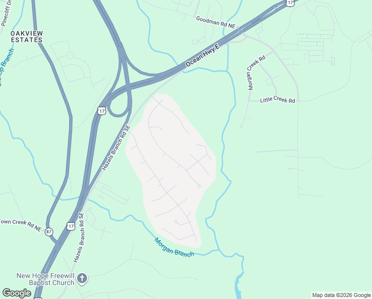 map of restaurants, bars, coffee shops, grocery stores, and more near 307 Combine Lane Southeast in Leland