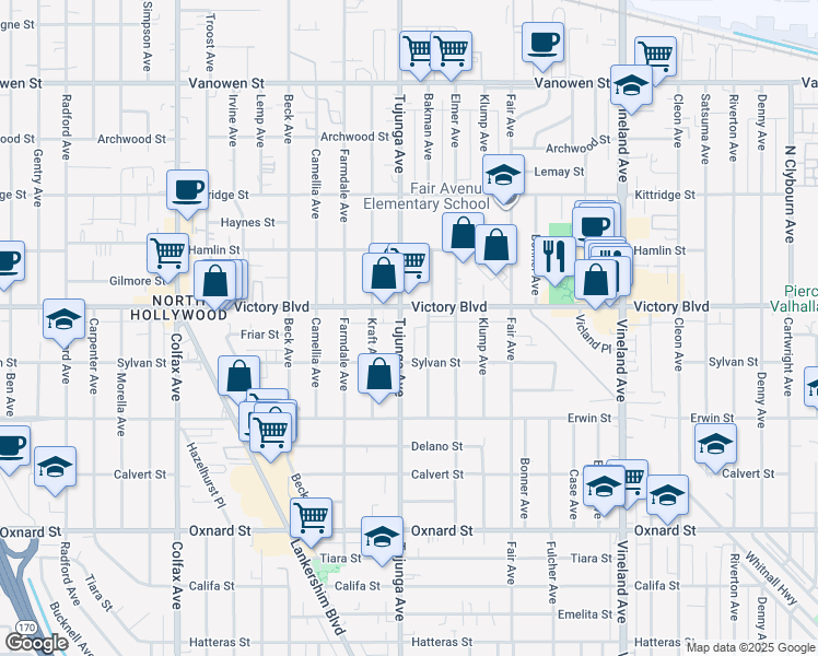 map of restaurants, bars, coffee shops, grocery stores, and more near in Los Angeles