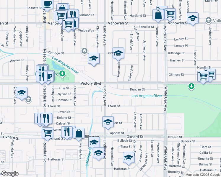 map of restaurants, bars, coffee shops, grocery stores, and more near in Los Angeles