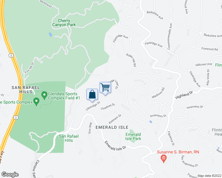 map of restaurants, bars, coffee shops, grocery stores, and more near 3800 Domal Lane in La Cañada Flintridge
