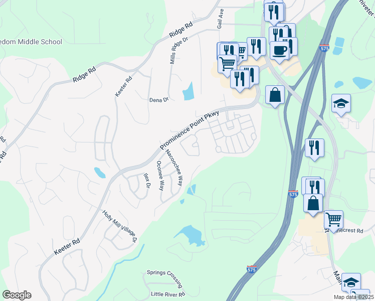 map of restaurants, bars, coffee shops, grocery stores, and more near 811 Forsythia Way in Canton