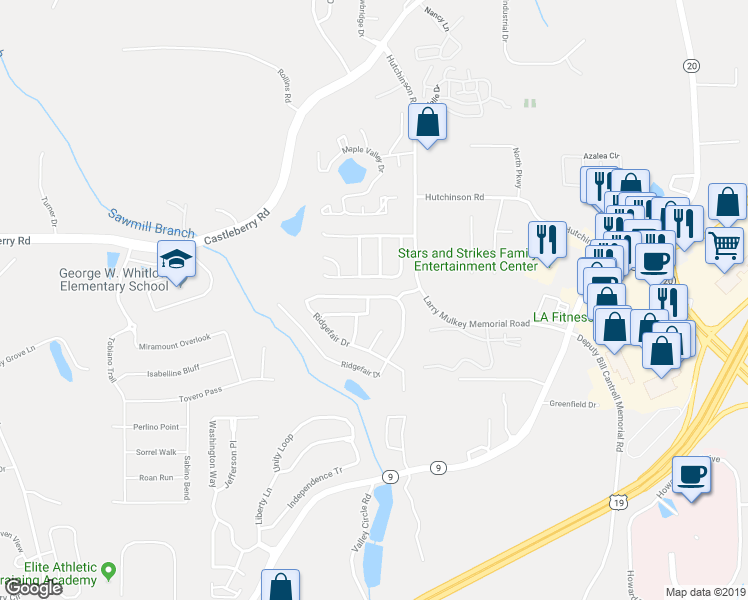 map of restaurants, bars, coffee shops, grocery stores, and more near 4420 Shillham Court in Cumming
