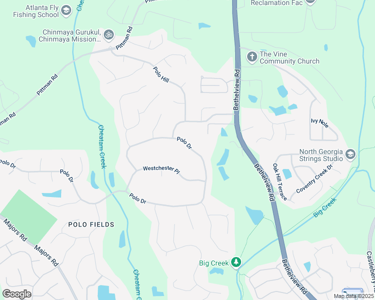 map of restaurants, bars, coffee shops, grocery stores, and more near 6725 Polo Drive in Cumming
