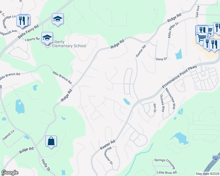 map of restaurants, bars, coffee shops, grocery stores, and more near 301 Garden Circle in Canton