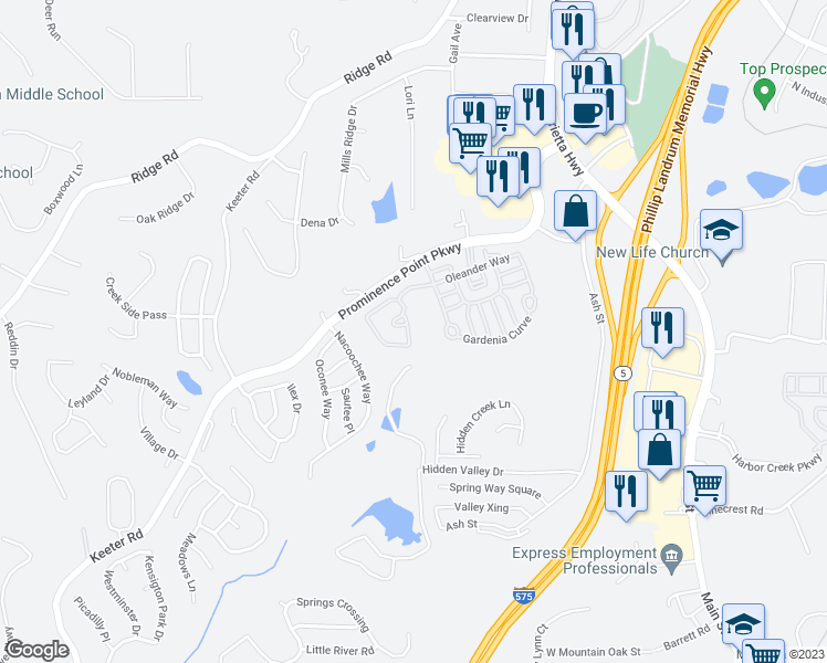 map of restaurants, bars, coffee shops, grocery stores, and more near 913 Tamarisk Place in Canton