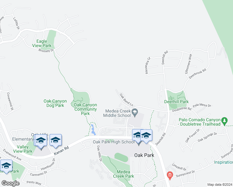 map of restaurants, bars, coffee shops, grocery stores, and more near 5728 Oak Bend Lane in Oak Park