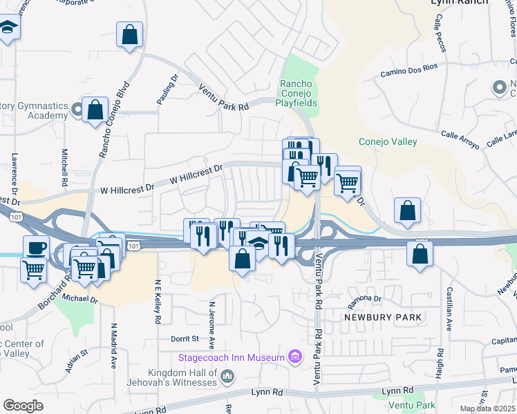 map of restaurants, bars, coffee shops, grocery stores, and more near 594 Paseo La Perla in Thousand Oaks