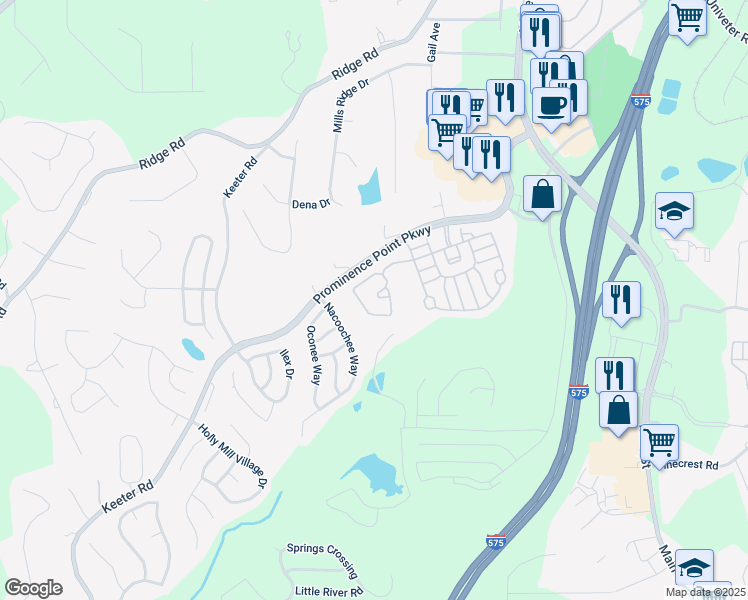 map of restaurants, bars, coffee shops, grocery stores, and more near 709 Mountain Laurel Drive in Canton