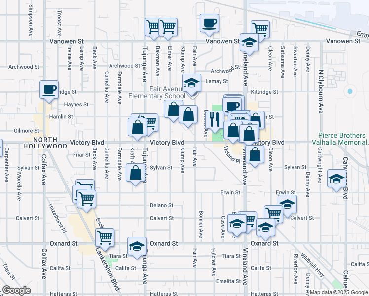 map of restaurants, bars, coffee shops, grocery stores, and more near in Los Angeles
