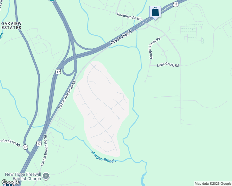 map of restaurants, bars, coffee shops, grocery stores, and more near 307 Combine Lane in Leland