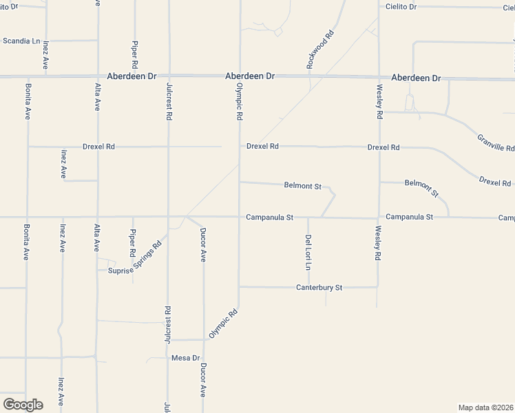 map of restaurants, bars, coffee shops, grocery stores, and more near 3663 Olympic Road in Joshua Tree