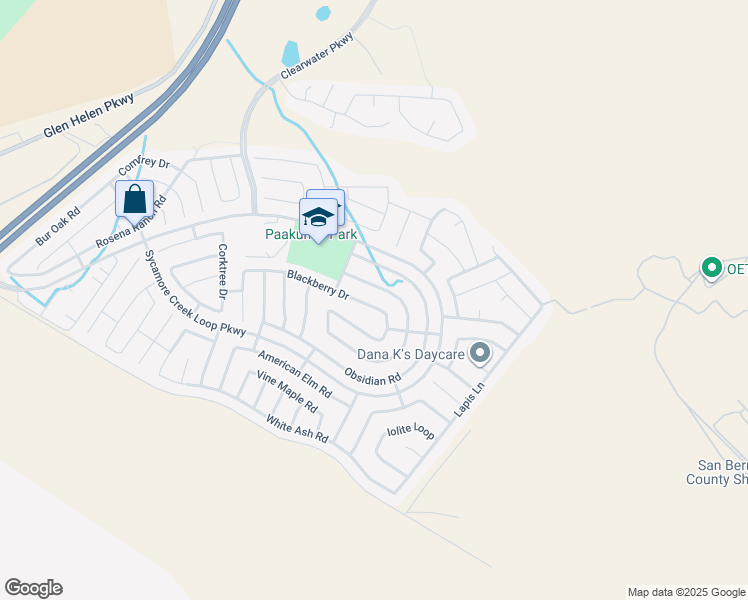 map of restaurants, bars, coffee shops, grocery stores, and more near 4033 Blackberry Drive in San Bernardino