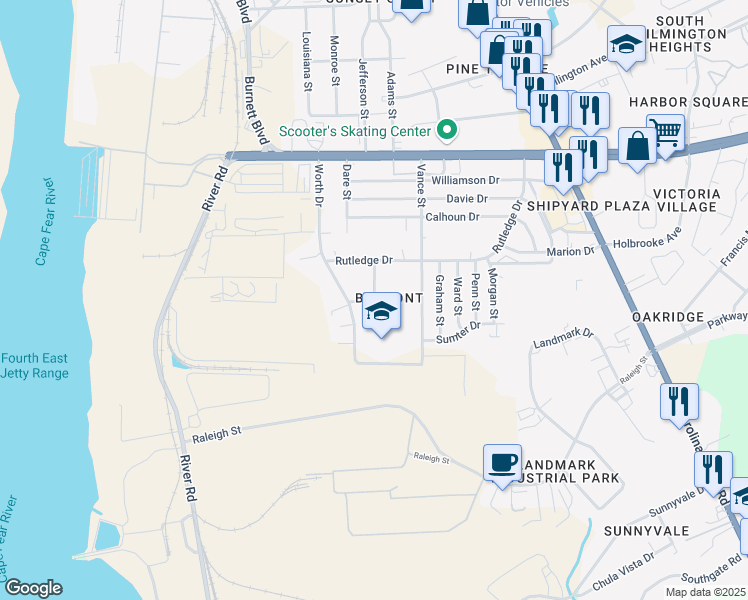 map of restaurants, bars, coffee shops, grocery stores, and more near 2898 Chappell Avenue in Wilmington