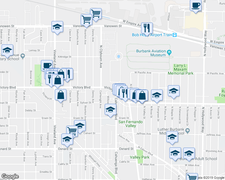 map of restaurants, bars, coffee shops, grocery stores, and more near in Los Angeles