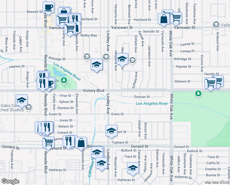 map of restaurants, bars, coffee shops, grocery stores, and more near in Los Angeles