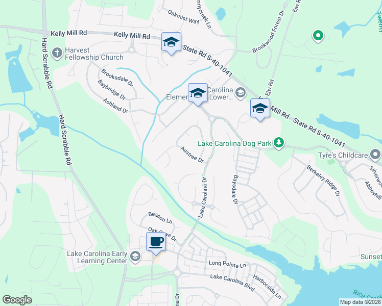 map of restaurants, bars, coffee shops, grocery stores, and more near 200 Austree Drive in Columbia