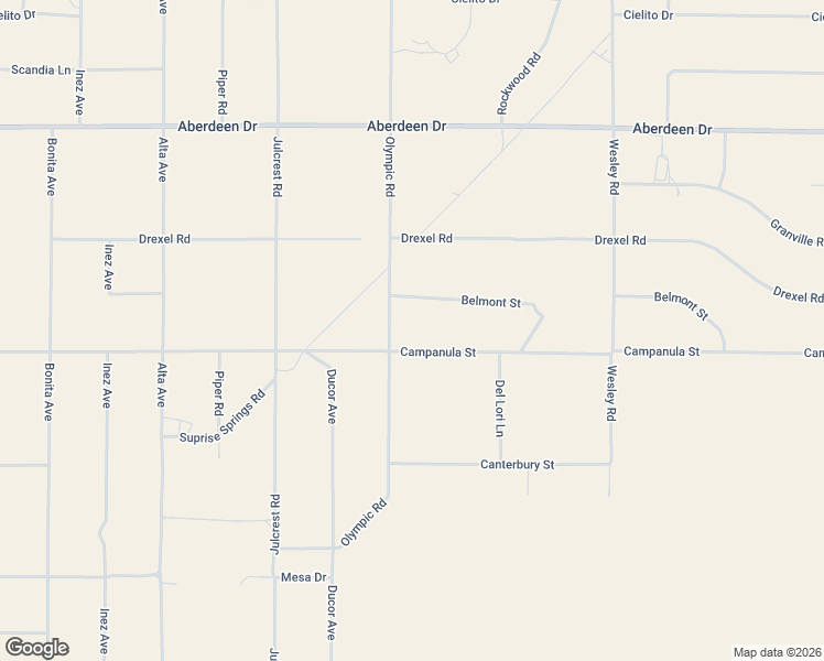 map of restaurants, bars, coffee shops, grocery stores, and more near 3663 Olympic Road in Joshua Tree