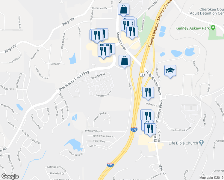 map of restaurants, bars, coffee shops, grocery stores, and more near 950 Gardenia Curve in Canton