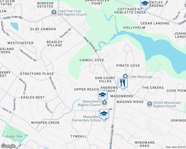 map of restaurants, bars, coffee shops, grocery stores, and more near 5400 Ibis Court in Wilmington